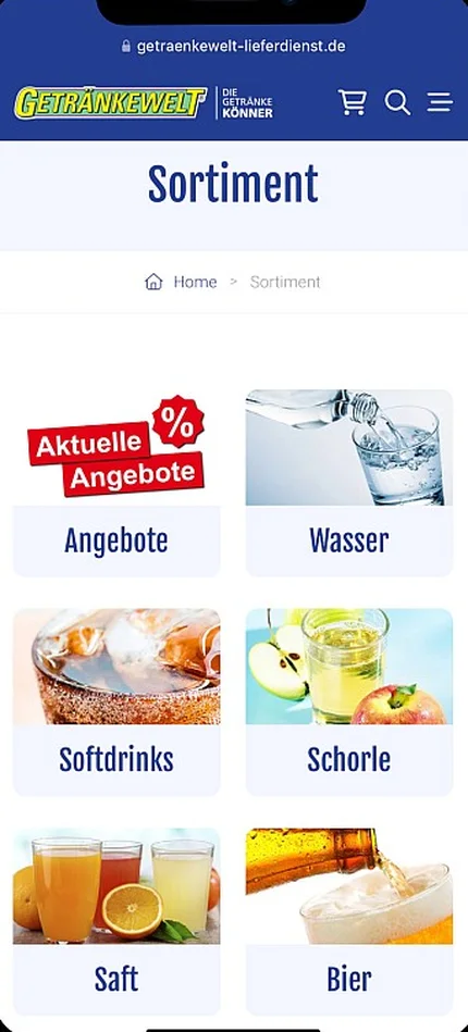 Sortiment im Onlineshop Getränke Kaspba.